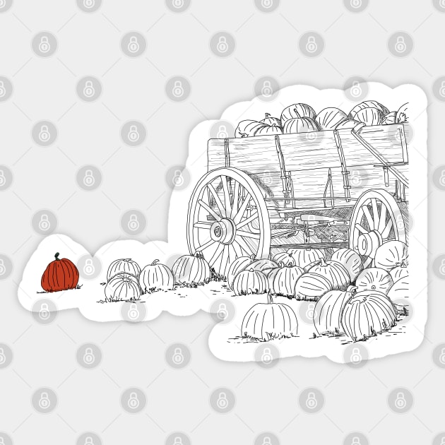 Pumpkin Patch Wagon Sticker by H. R. Sinclair